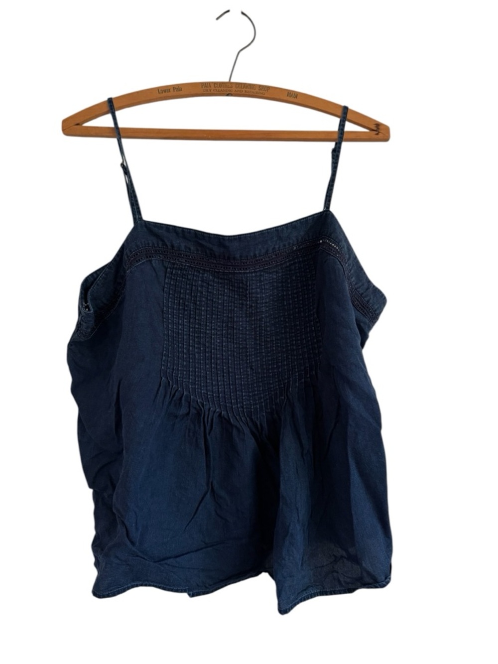 Women’s Dark Wash Smocked Spaghetti Strap Tank Top Large - Picture 2 of 11
